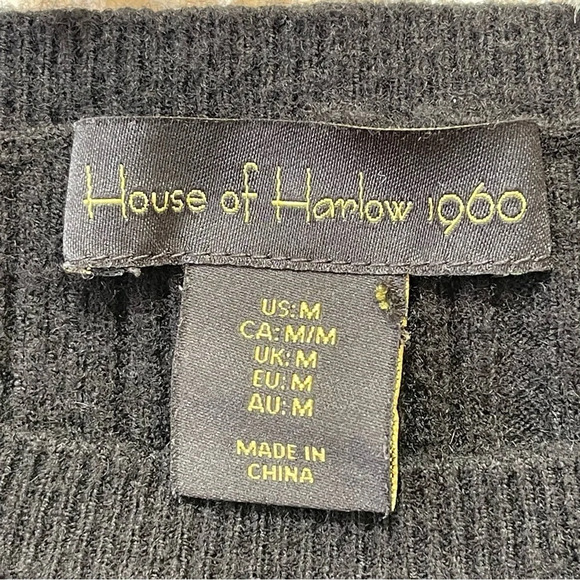 HOUSE OF HARLOW 1960 Black Crop Rib Top viscose blend Long Sleeve black M - Picture 5 of 8